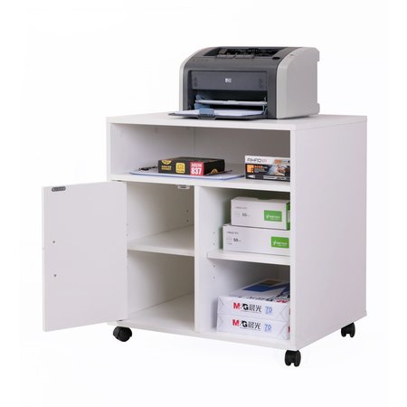 BASICWISE Printer Kitchen Office Storage Stand With Casters, White QI003556.W